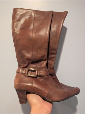 Anne Klein Brown Mid-Calf Heeled Boots